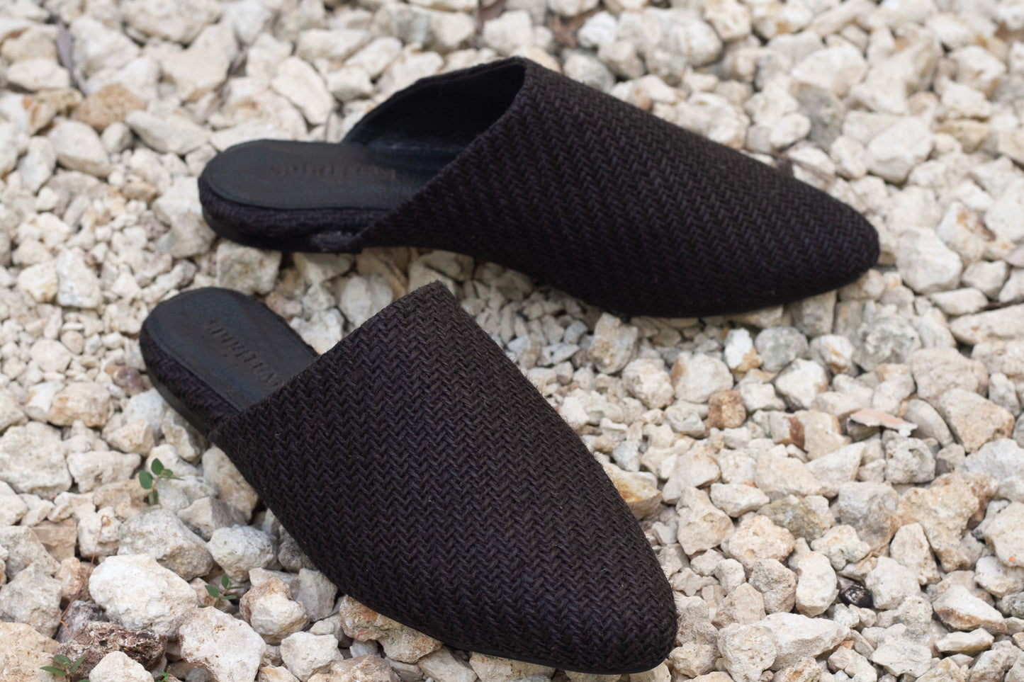 Black Straw Mules