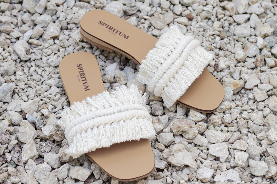 Fringe Sandals Cream