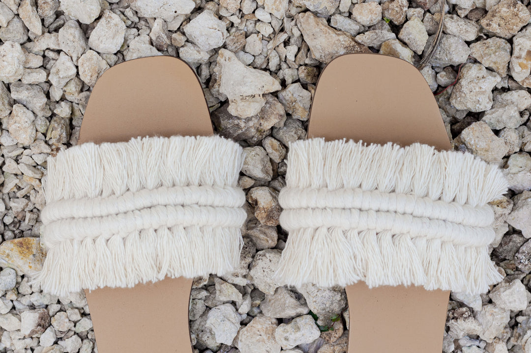 Fringe Sandals Cream