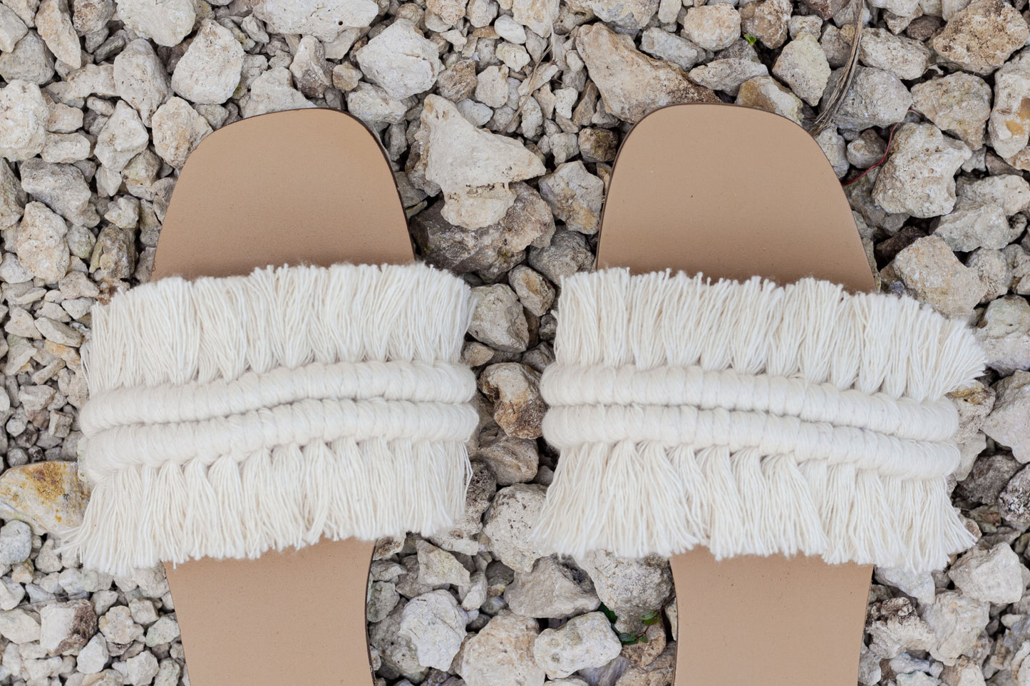 Fringe Sandals Cream
