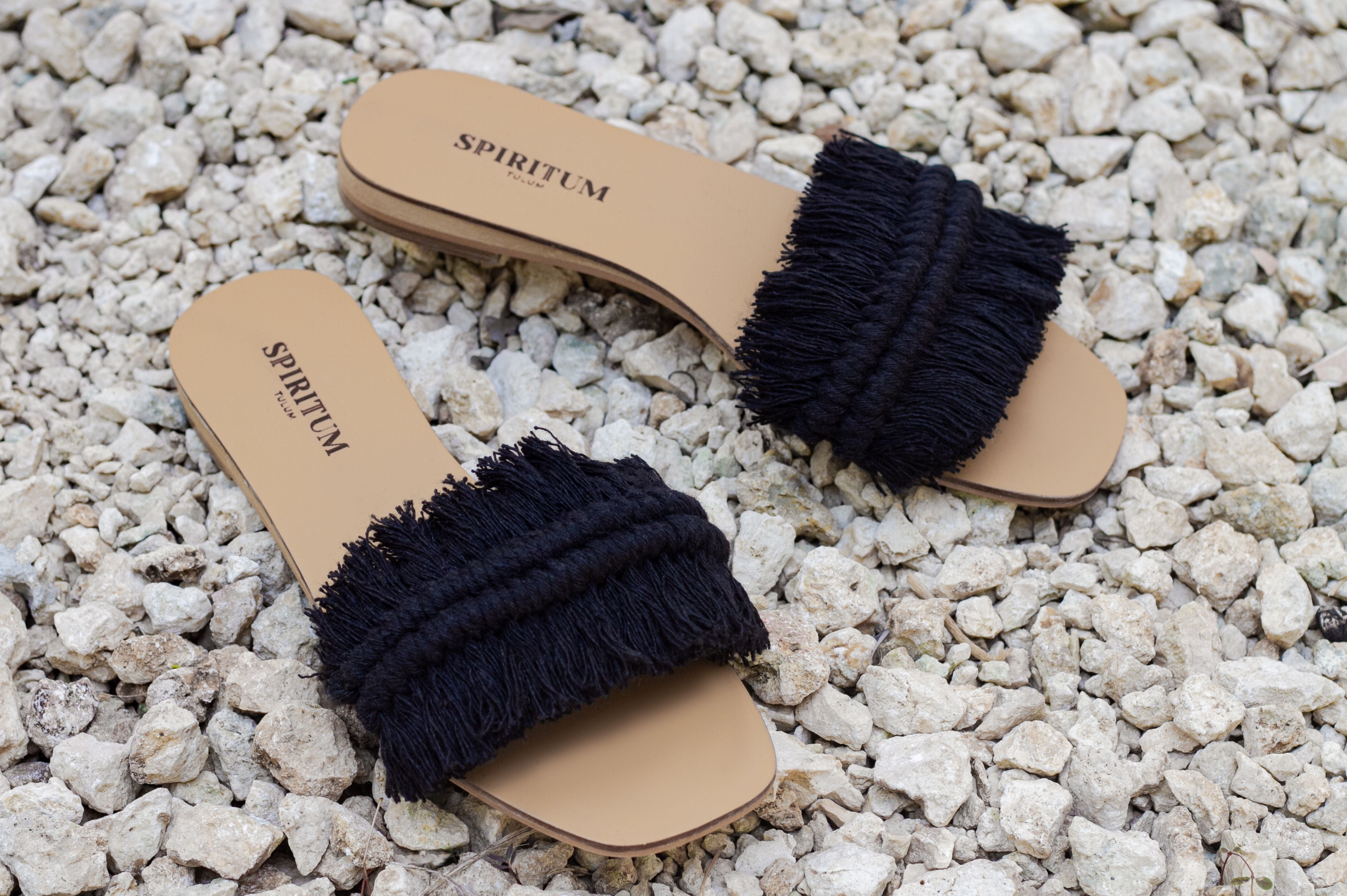 Fringe Sandals Black