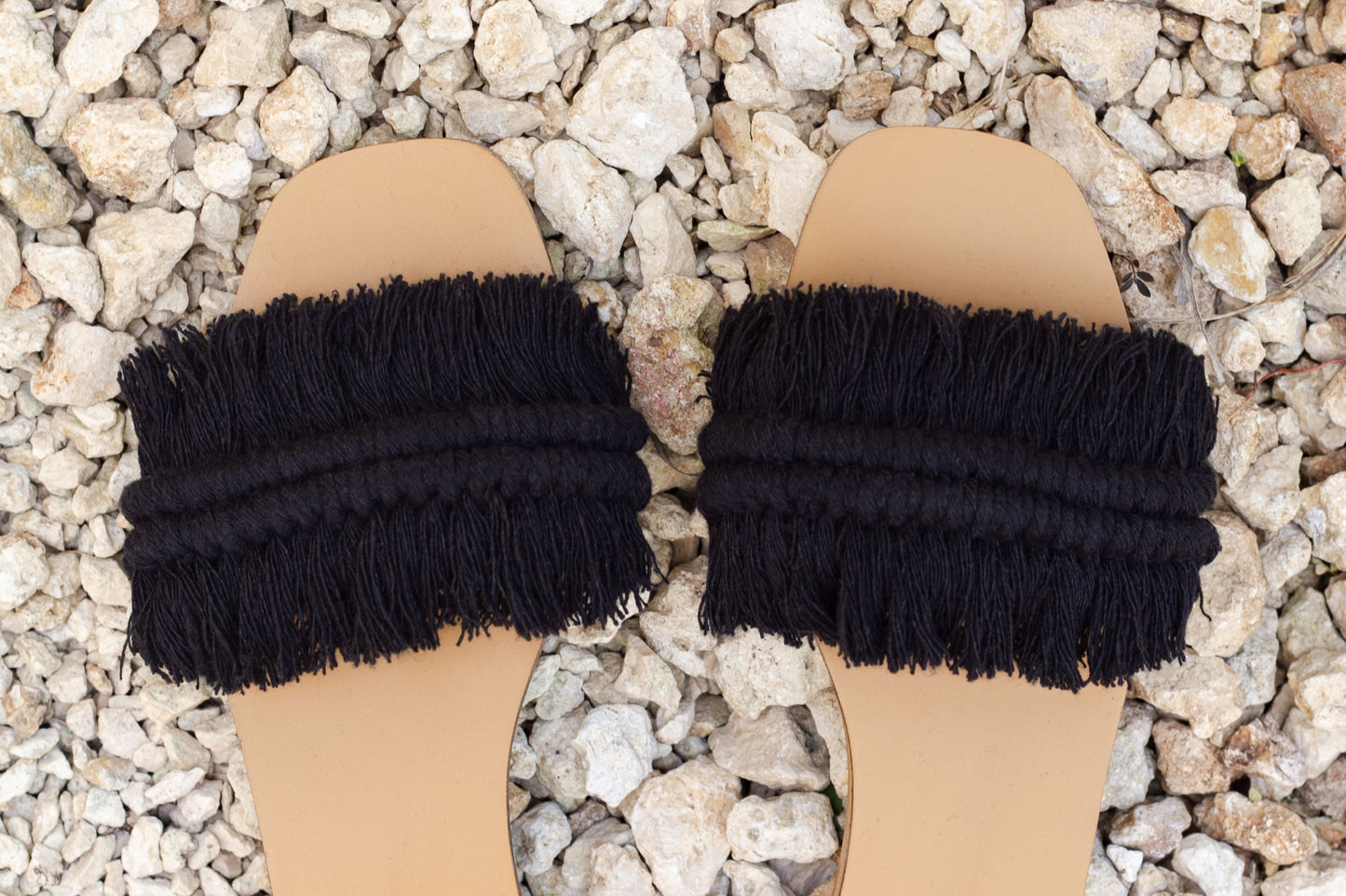 Fringe Sandals Black