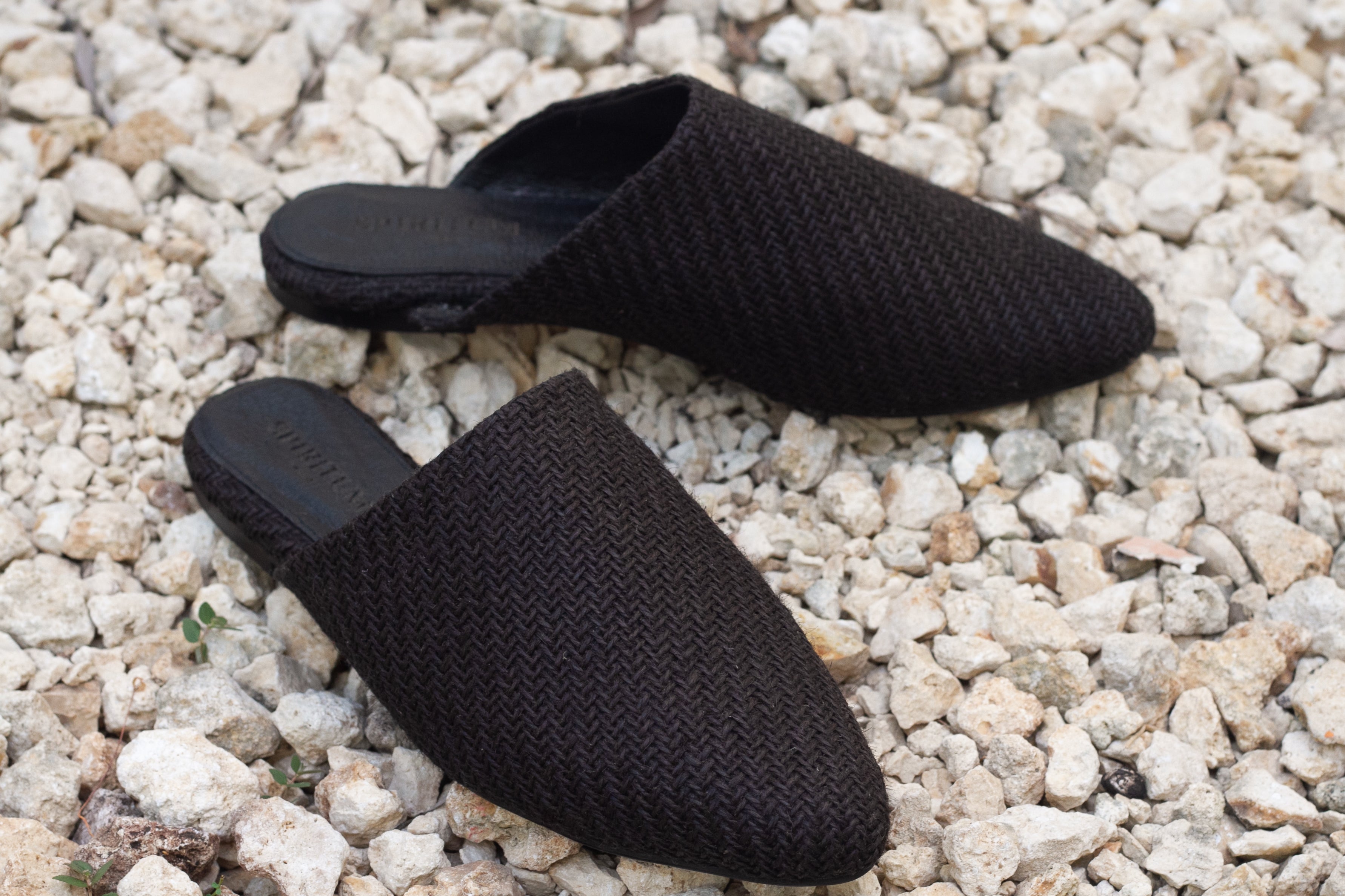 Black Straw Mules