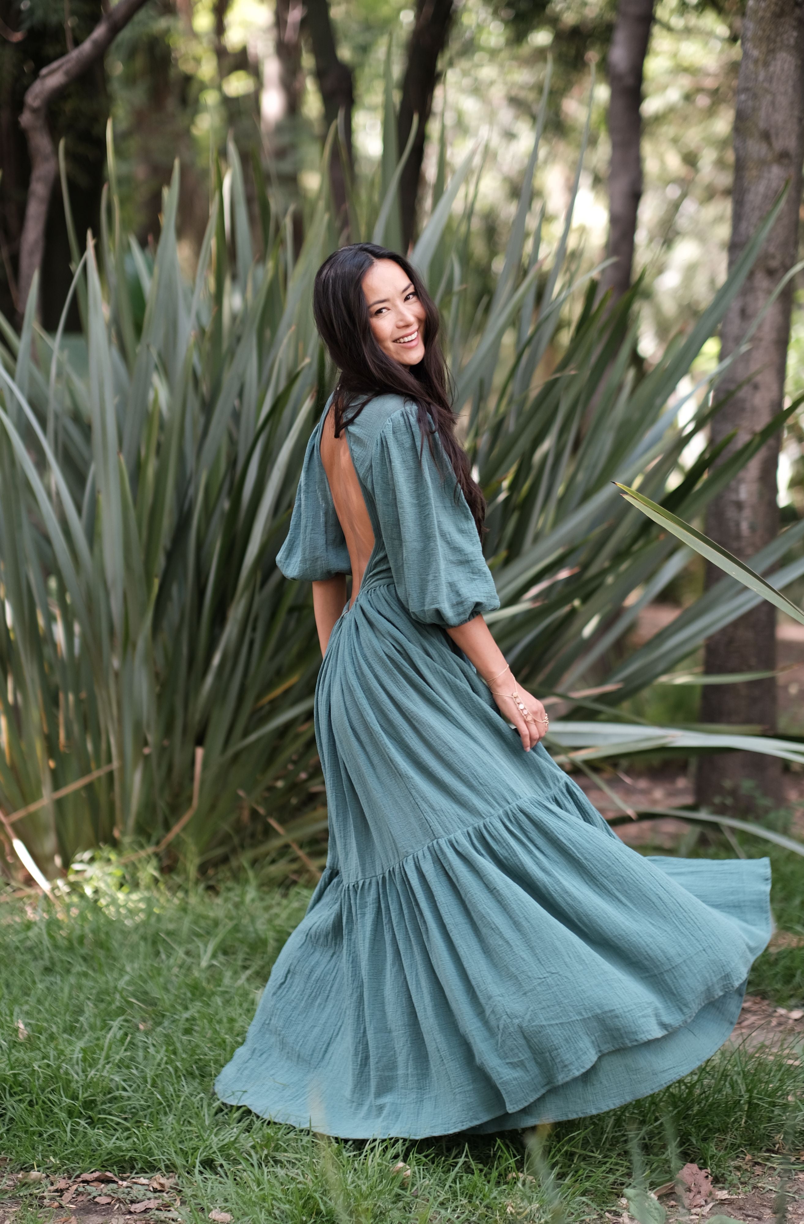 Seafoam season pocketed cheap tiered maxi dress